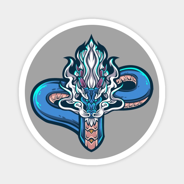 Blue Dragon Magnet by Wavey's